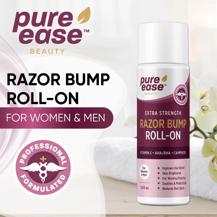 Razor Bump Treatment for Bikini Area - Women & Men - Ingrown Hair Relief, Skin Brightener - For Waxing/Shaving - Soothes & Moisturizes - Reduces Red Spots - Roll-On Applicator - 3.5oz