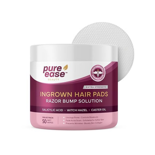 Ingrown Hair Treatment Pads 50ct & Razor Bump Stopper for Face, Neck, Underarms & Bikini Area