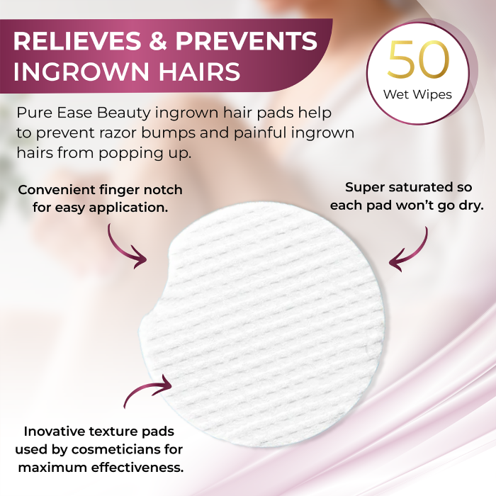 Ingrown Hair Treatment Pads 50ct & Razor Bump Stopper for Face, Neck, Underarms & Bikini Area